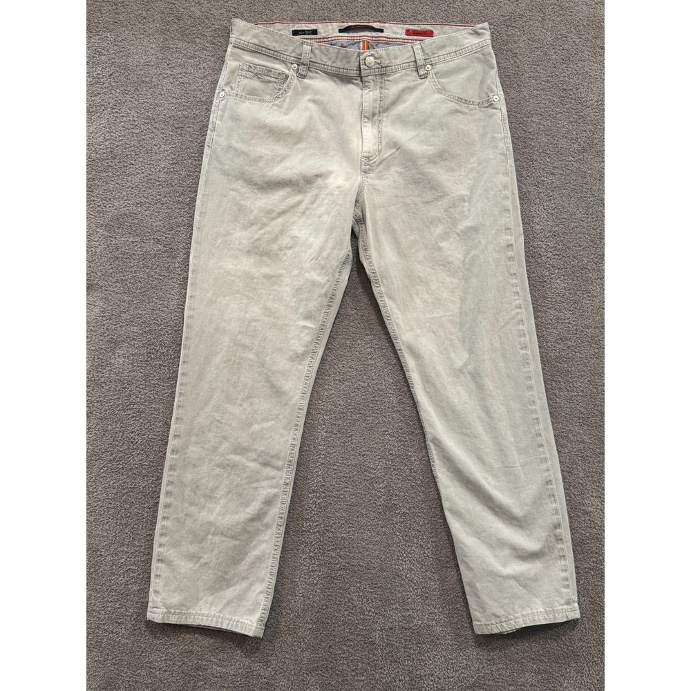 Alberto Men's Pants Modern Fit Gray Cotton Blend Casual Trousers Size (35/29)